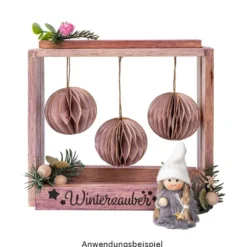 Waben-Kugeln, zum Aufhängen, Ø5cm, rosé mit goldenem Rand, 6 Stück