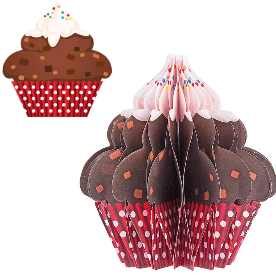 Waben-Stanzteile, Cupcake 2, braun/rot, 8,2cm x 8,8cm, 100 Stück