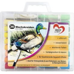 Wachskreiden/Aquarell-Wachsmalstifte, wasserlöslich, 36 Stück