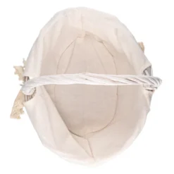Weidenkorb, 22cm x 20cm, 24cm hoch, weiß mit naturfarbenem Stoff