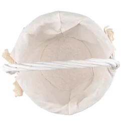 Weidenkörbe, 3 Größen, weiß mit naturweißem Stoff, Henkel klappbar, 3 Stück