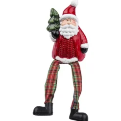 Weihnachtsmann mit Schlenkerbeinen & Tanne, 18cm hoch, Kantenhocker