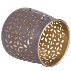 Windlichter mit Blumen-Ornamentik, 9,5cm hoch, mauve, 4 Stück