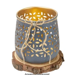 Windlichter mit Blumen-Ornamentik, 9,5cm hoch, petrol, 4 Stück