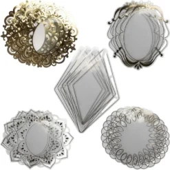Windradfolien-Scheiben, Gold & Stanzornamentik, versch. Designs, 500µ, transparent, 20 Stück