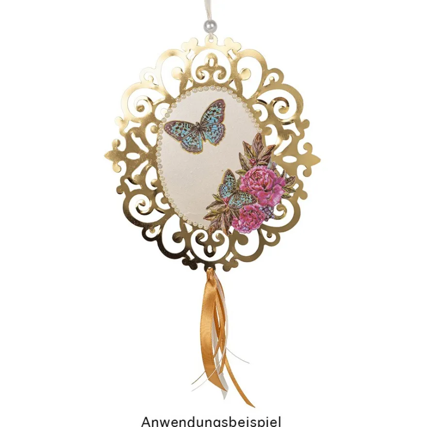Windradfolien-Scheiben, Gold & Stanzornamentik, versch. Designs, 500µ, transparent, 20 Stück