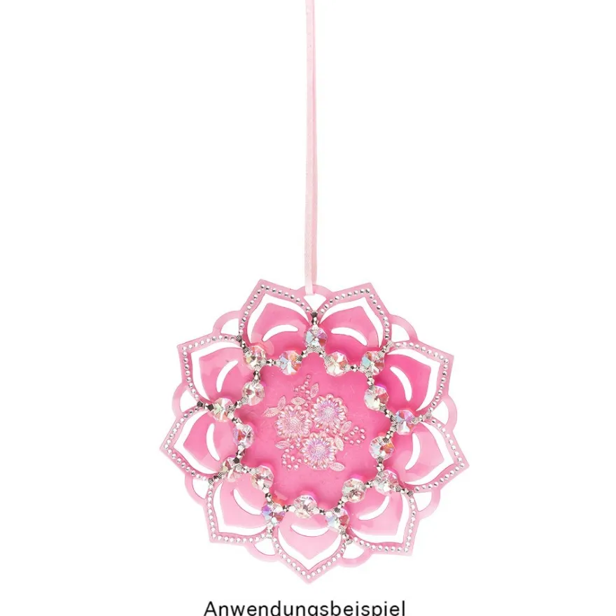 Windradfolien-Scheiben, mit Stanzornamentik, Blume, Ø 16cm, 500µ, transparent, 20 Stück