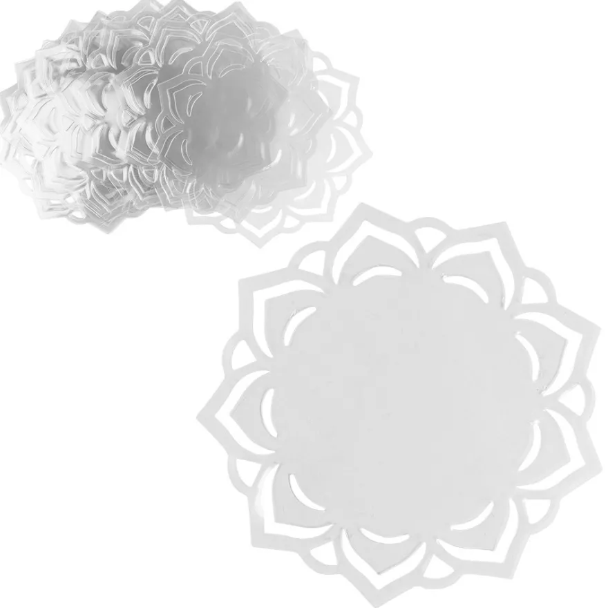 Windradfolien-Scheiben, mit Stanzornamentik, Blume, Ø 16cm, 500µ, transparent, 20 Stück
