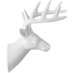 Winter-Deko, Rohling, Hirschkopf 1, 6,5cm x 7,5cm x 10,5cm, weiß, 4 Stück