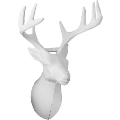Winter-Deko, Rohling, Hirschkopf 1, 6,5cm x 7,5cm x 10,5cm, weiß, 4 Stück