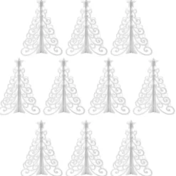 Winter-Deko, Tannenbaum 2, Rohlinge, 7,6cm x 7,6cm x 9,5cm, weiß, 10 Stück