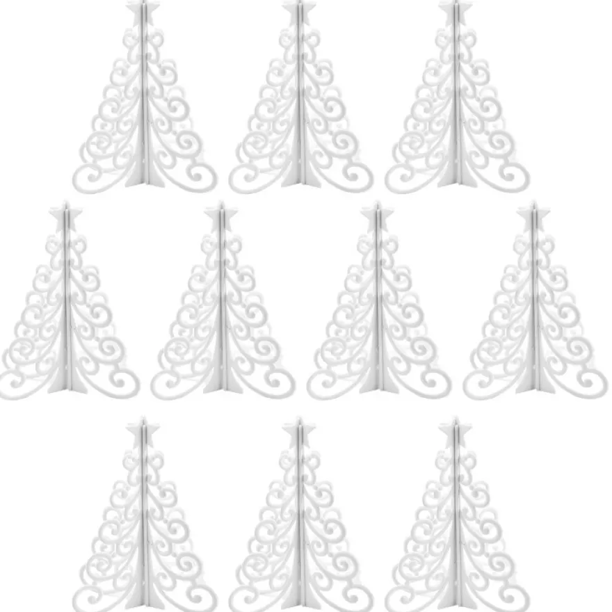 Winter-Deko, Tannenbaum 2, Rohlinge, 7,6cm x 7,6cm x 9,5cm, weiß, 10 Stück