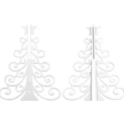 Winter-Deko, Tannenbaum 2, Rohlinge, 7,6cm x 7,6cm x 9,5cm, weiß, 10 Stück