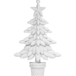 Winter-Deko, Tannenbaum 3, Rohlinge, 9,5cm x 10cm, weiß, 3 Stück