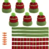 Winter-Outfit 3, Mützen, Schals & Nasen, 18-teilig, für Ø 6cm, grün/rot