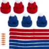 Winter-Outfit 1, Mützen, Schals & Nasen, 18-teilig, für Ø 6cm, blau/rot
