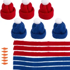 Winter-Outfit 1, Mützen, Schals & Nasen, 18-teilig, für Ø 6cm, blau/rot