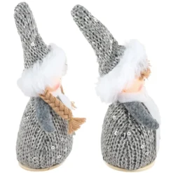 Winter-Püppchen, Ella & Linus, 15cm hoch, zum Hinstellen, grau-meliert, 2 Stück