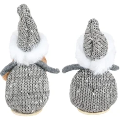 Winter-Püppchen, Ella & Linus, 15cm hoch, zum Hinstellen, grau-meliert, 2 Stück