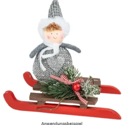 Winter-Püppchen, Ella & Linus, 15cm hoch, zum Hinstellen, grau-meliert, 2 Stück