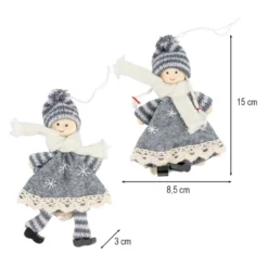 Winter-Püppchen, Ida & Piet, 15cm hoch, grau/creme, 2 Stück