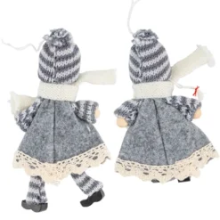 Winter-Püppchen, Ida & Piet, 15cm hoch, grau/creme, 2 Stück