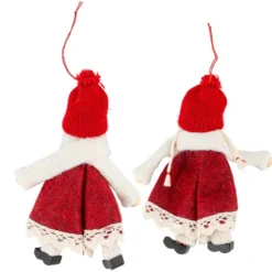 Winter-Püppchen, Madita & Torben, 14,5cm hoch, rot/creme, 2 Stück