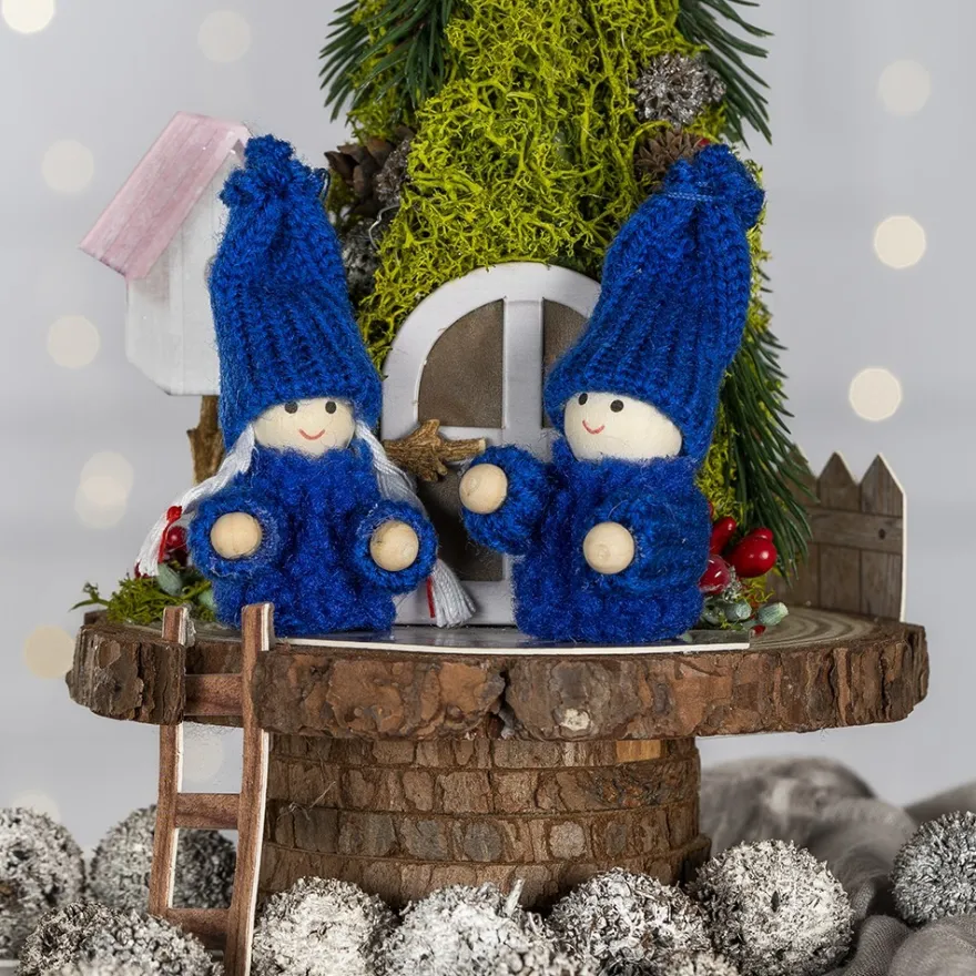 Winter-Püppchen, Mia & Leon, 7cm hoch, 2 Stück