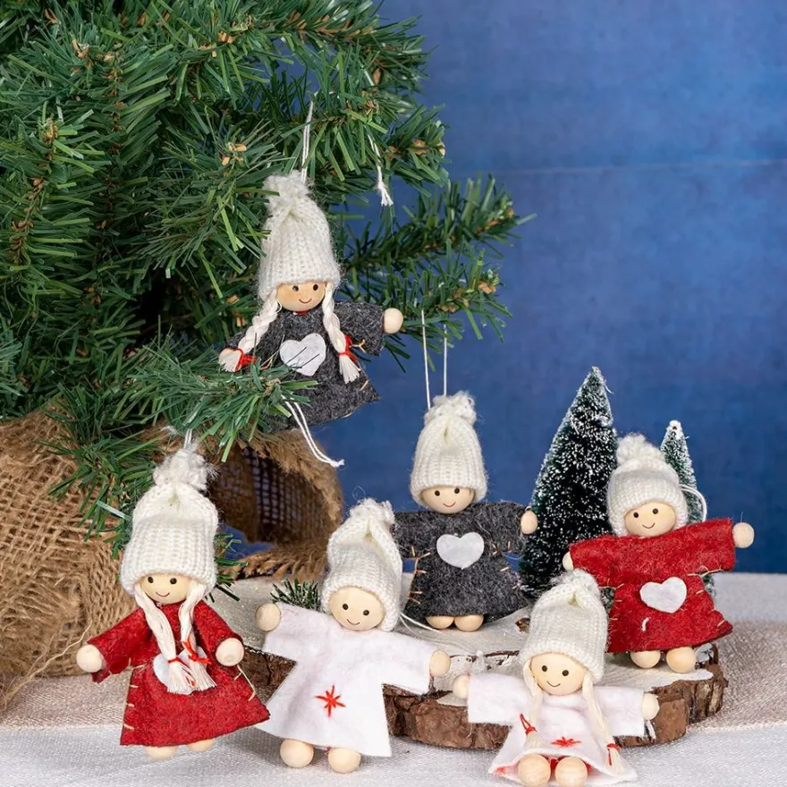 Winter-Püppchen, Polly & Alvin, 8cm hoch, 6 Stück