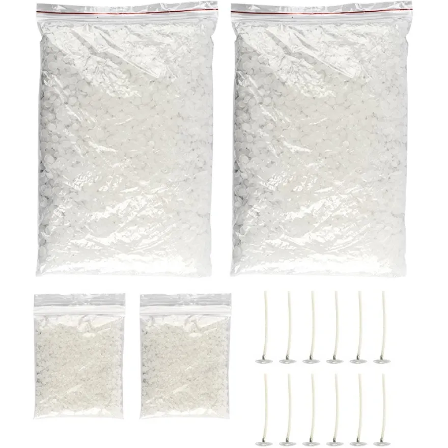 Wunderwelt-Kerze, 2x 10g Gel-Kristalle, 2x 300g Wachsplättchen, 12 Kerzendochte