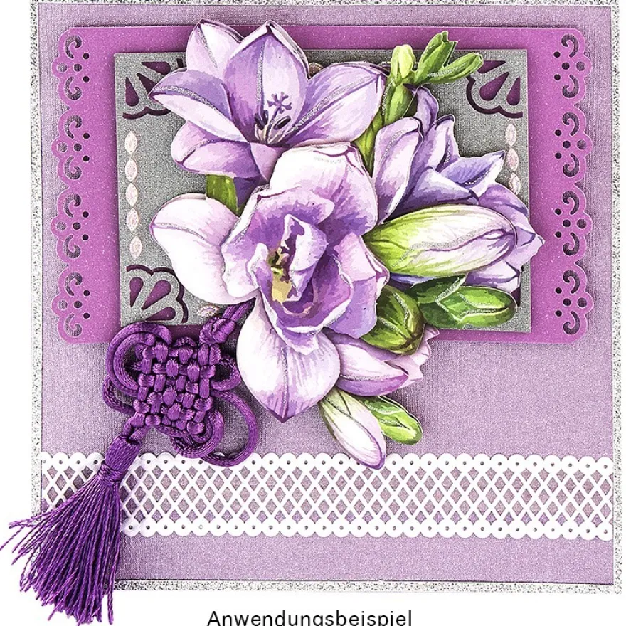 XL 3-D Motive, Blumen in Blau-Violett, 8,5-12cm, 10 Stück