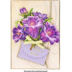 XL 3-D Motive, Blumen in Blau-Violett, 8,5-12cm, 10 Stück