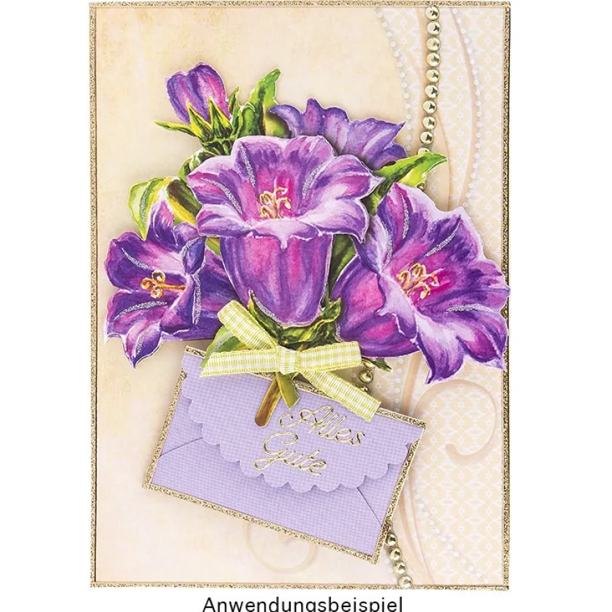 XL 3-D Motive, Blumen in Blau-Violett, 8,5-12cm, 10 Stück