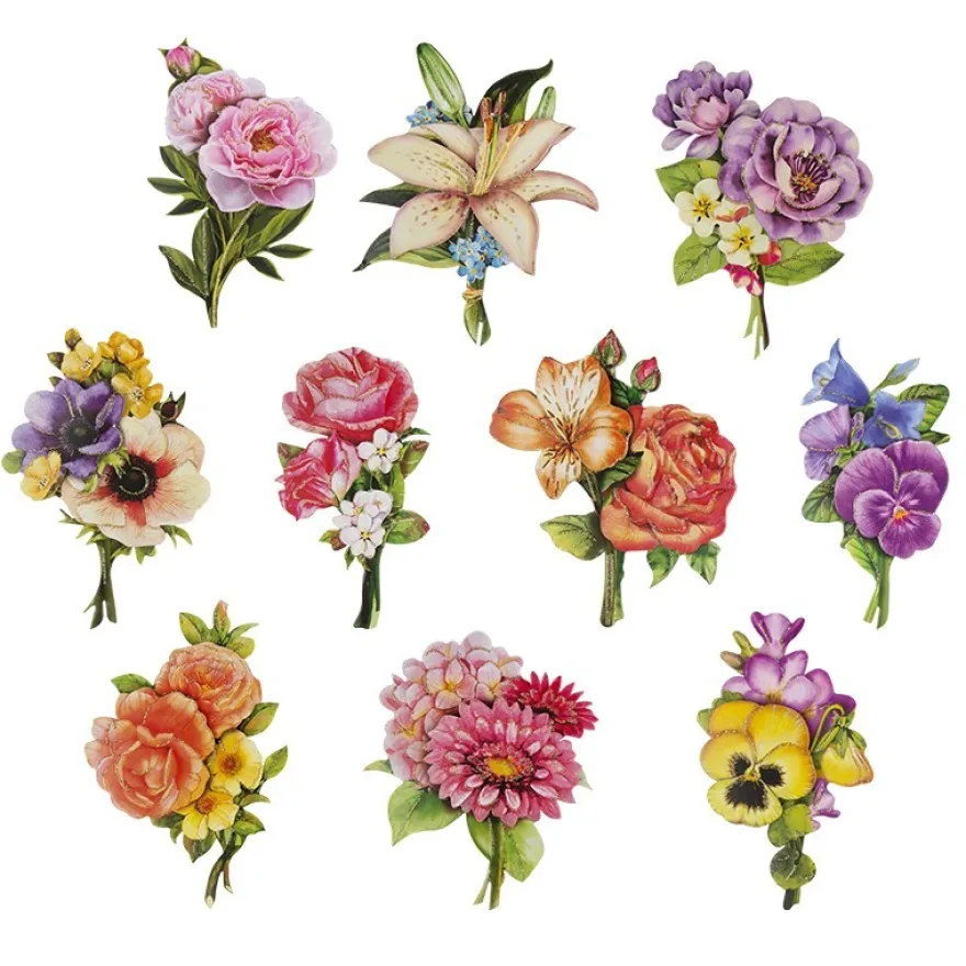 XL 3-D Motive, Blumen-Sträußchen, 8,5-15cm, 10 Motive