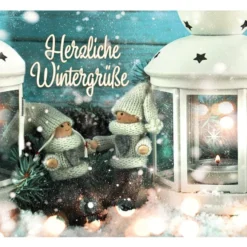 Zauberfolien, Herzliche Wintergrüße, Schrumpffolien für Ø 9cm, 25cm hoch, 2 Stück
