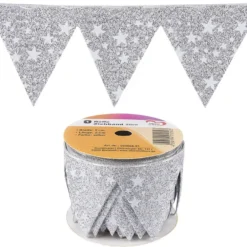 Ziehband "Stern", 5cm breit, 2,5m lang, silber