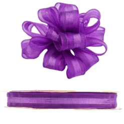 Ziehrüschen-Band, Organza, 1cm breit, 10m lang, violett