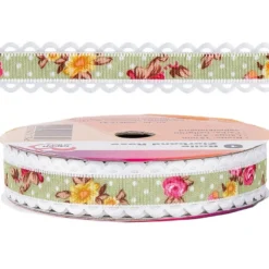 Zierband Rose, 3m lang, 15mm breit, selbstklebend, hellgrün