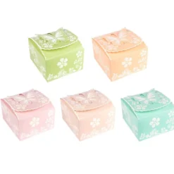 Zier-Faltboxen, Design 4, 10cm x 9cm x 6cm, 5 verschiedene Farben, 10 Stück