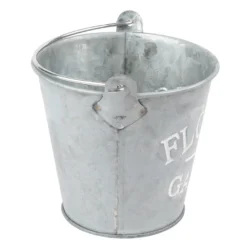 Zink-Eimer mit Henkel, Ø 9cm, 9cm hoch, mit Schriftprägung, 4 Stück