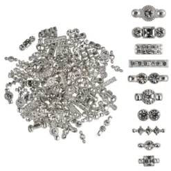 Zwischenperlen, Strass, facettiert, kristallklar, versch. Größen und Designs, silber, 120 Stück