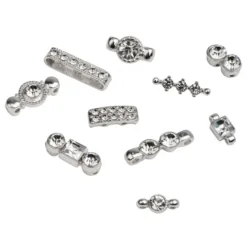 Zwischenperlen, Strass, facettiert, kristallklar, versch. Größen und Designs, silber, 120 Stück