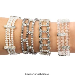 Zwischenperlen, Strass, facettiert, kristallklar, versch. Größen und Designs, silber, 120 Stück